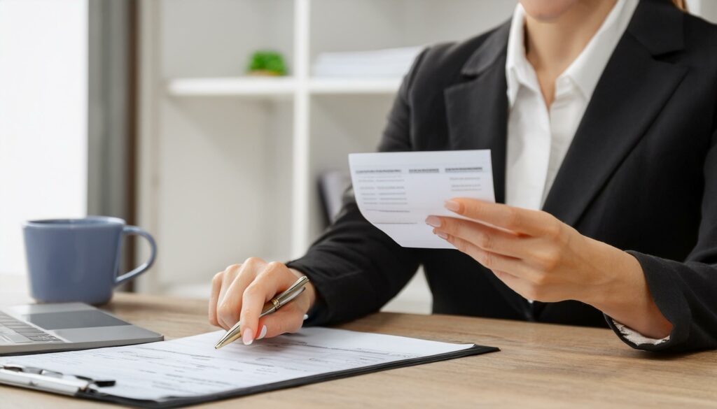 Accountant Using Electronic Invoice Or Bill