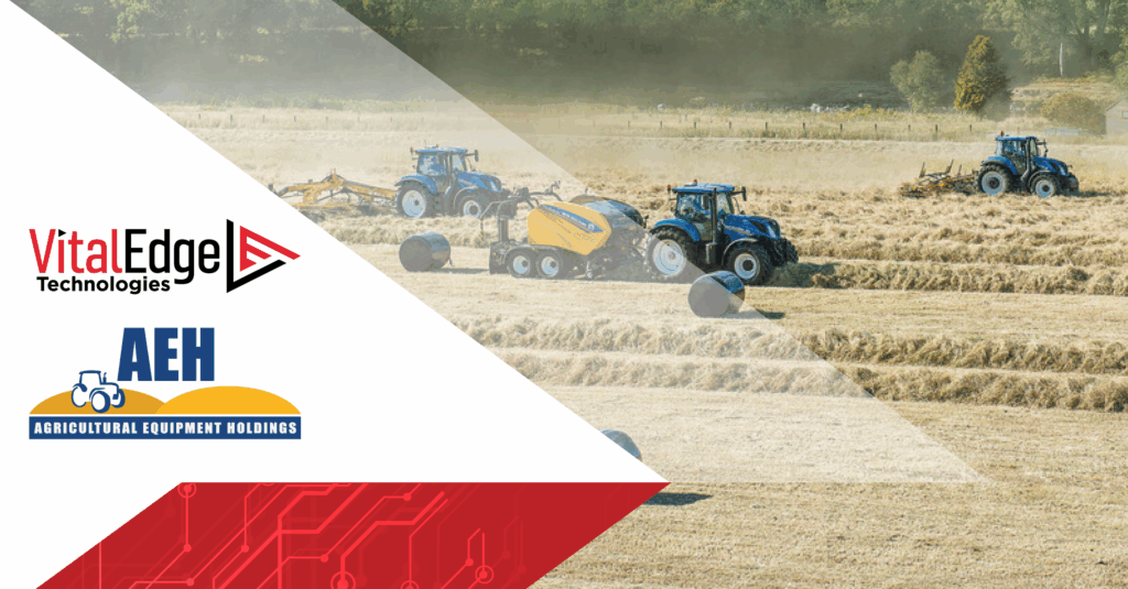 Tractors working in a hayfield