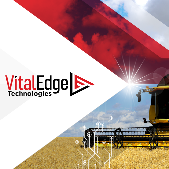 VitalEdge Technologies logo with modern agricultural imagery.