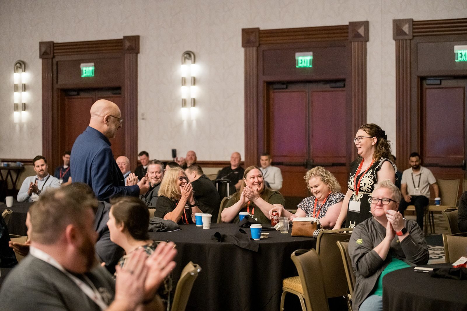 Audience engaging during a conference presentation.