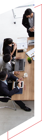 Business meeting with people discussing over laptops