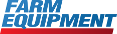 Farm Equipment logo in blue and red