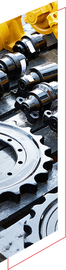 Close-up of industrial machinery parts and gears.