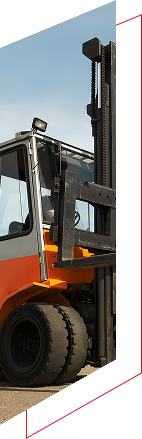 Close-up of a forklift in operation.