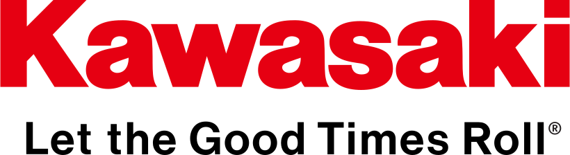 Kawasaki logo in bold red lettering