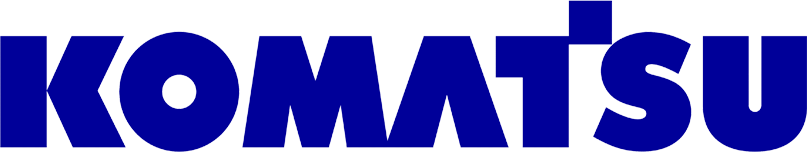 Komatsu company logo in bold blue letters