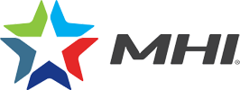 MHI logo with colorful stars and text.