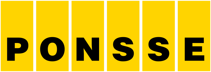 Ponsse logo on a yellow background