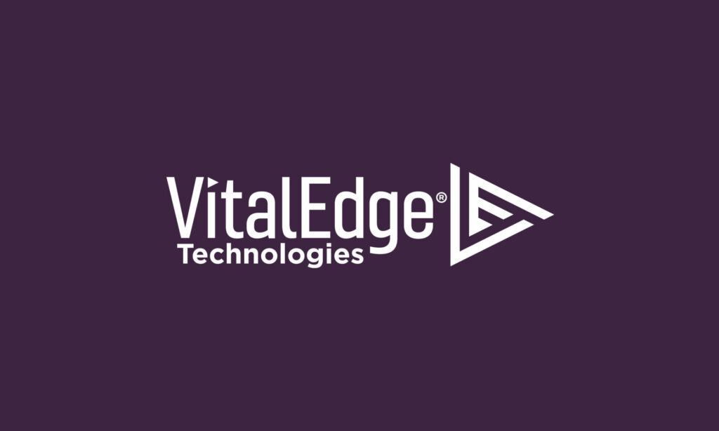 VitalEdge Technologies logo on purple background.